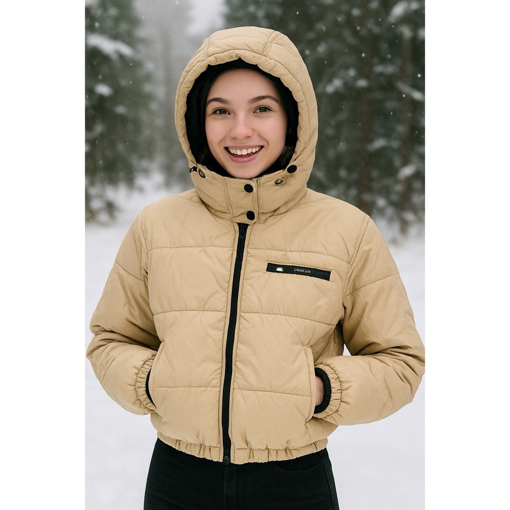 Urban Outfitters Rae Tan Gold Relaxed Fit Hooded Puffer SZ XS Gorpcore